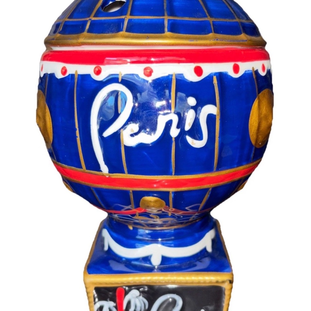 VTG Paris Las Vegas Resort Ceramic Drink Cup Hot Air Balloon  9” Home Decor